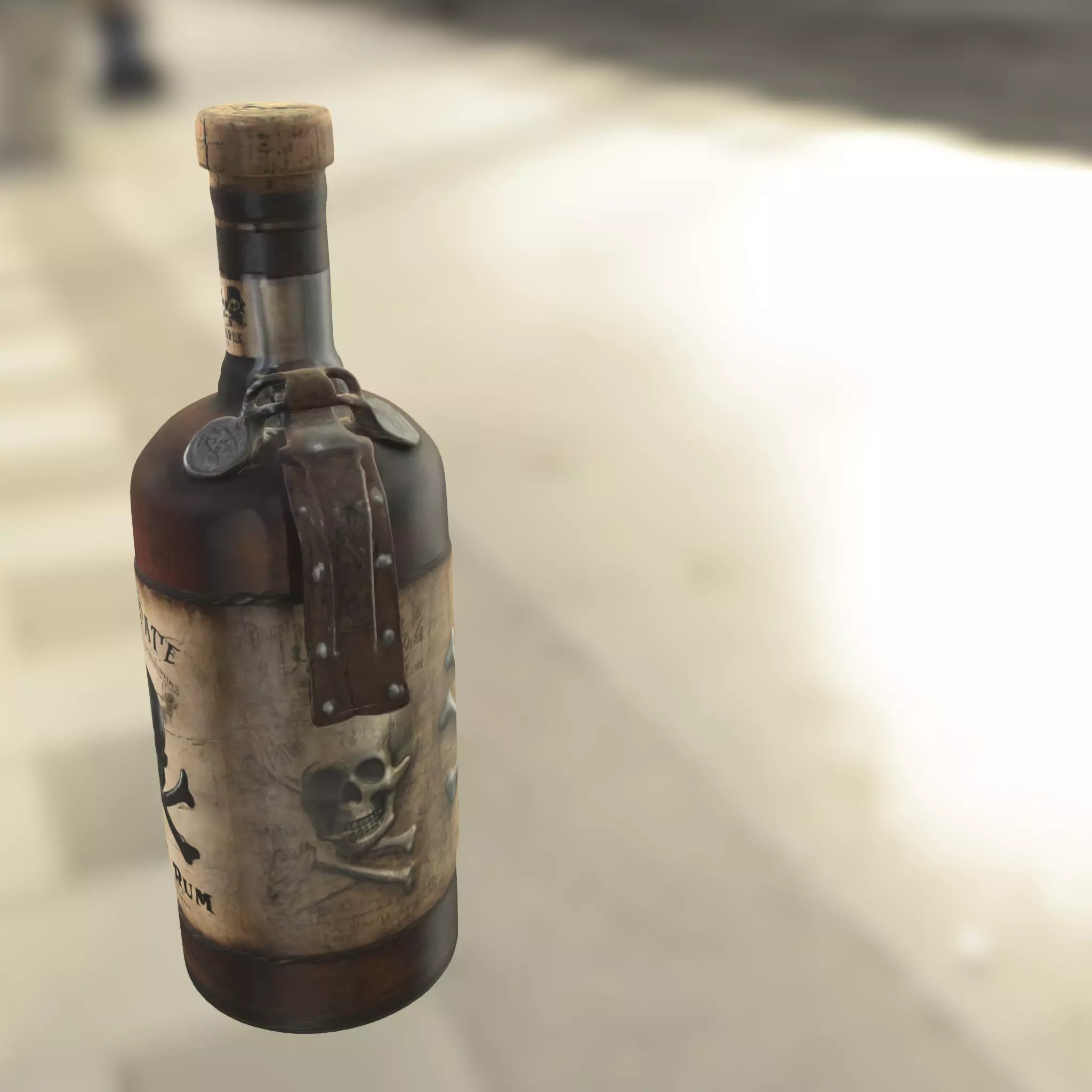 Pirate Rum Bottle Low-poly 3D model_2