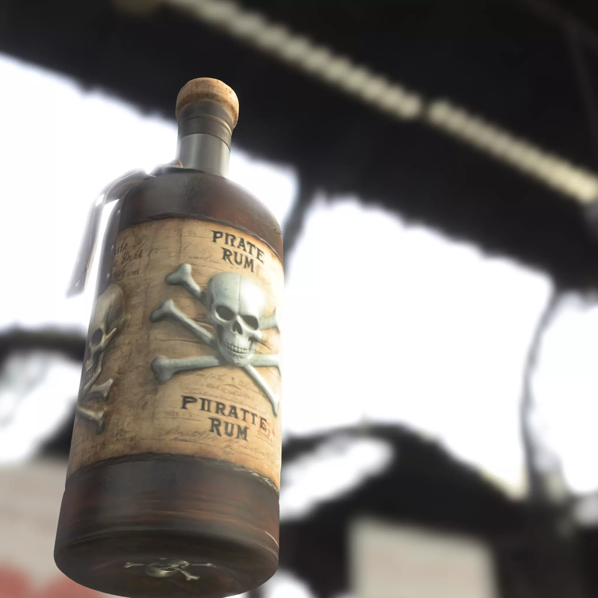 Pirate Rum Bottle Low-poly 3D model_5