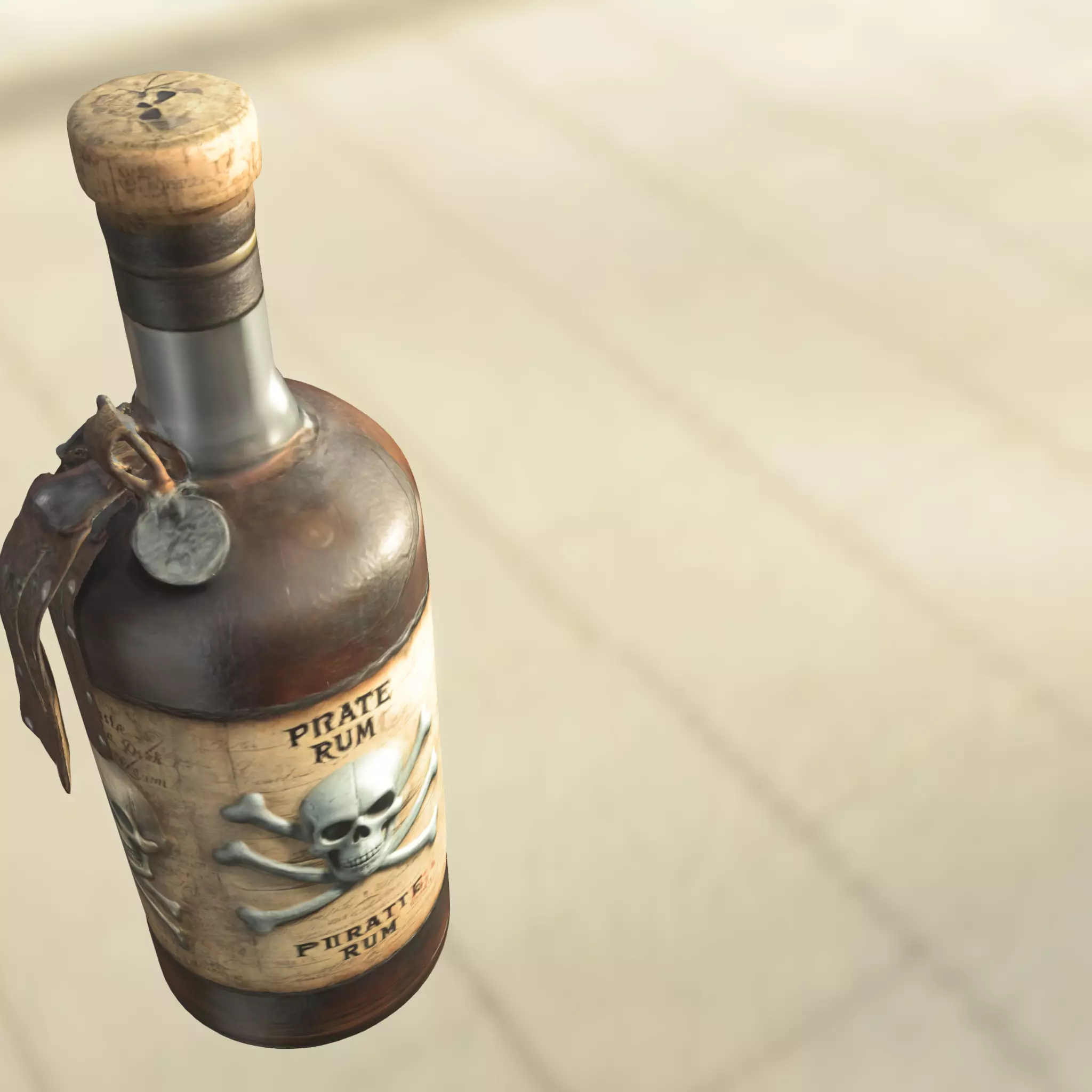 Pirate Rum Bottle Low-poly 3D model_4