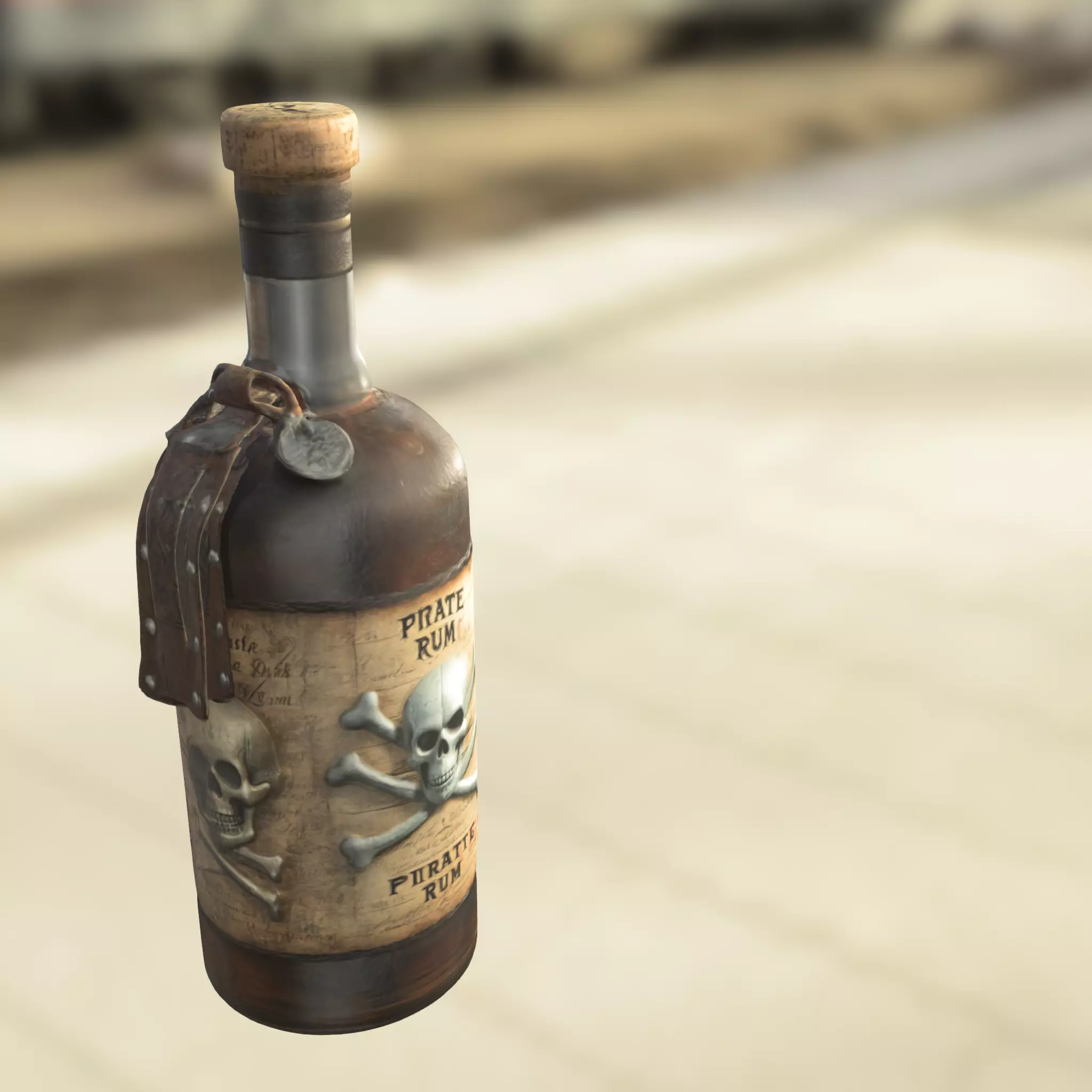 Pirate Rum Bottle Low-poly 3D model_3