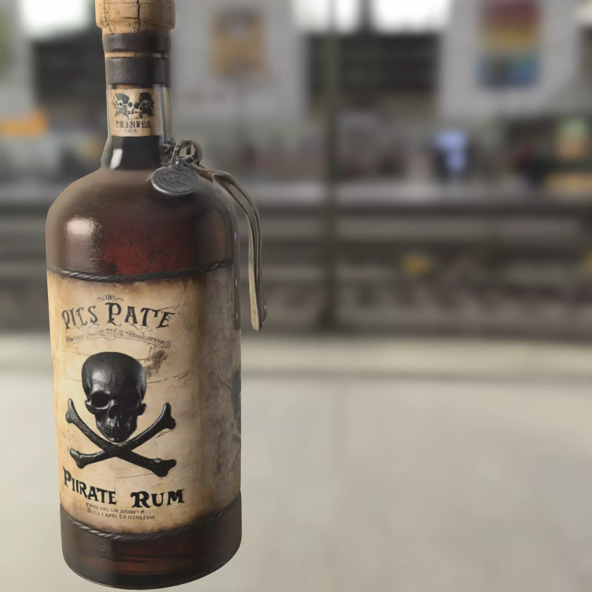 Pirate Rum Bottle Low-poly 3D model_1
