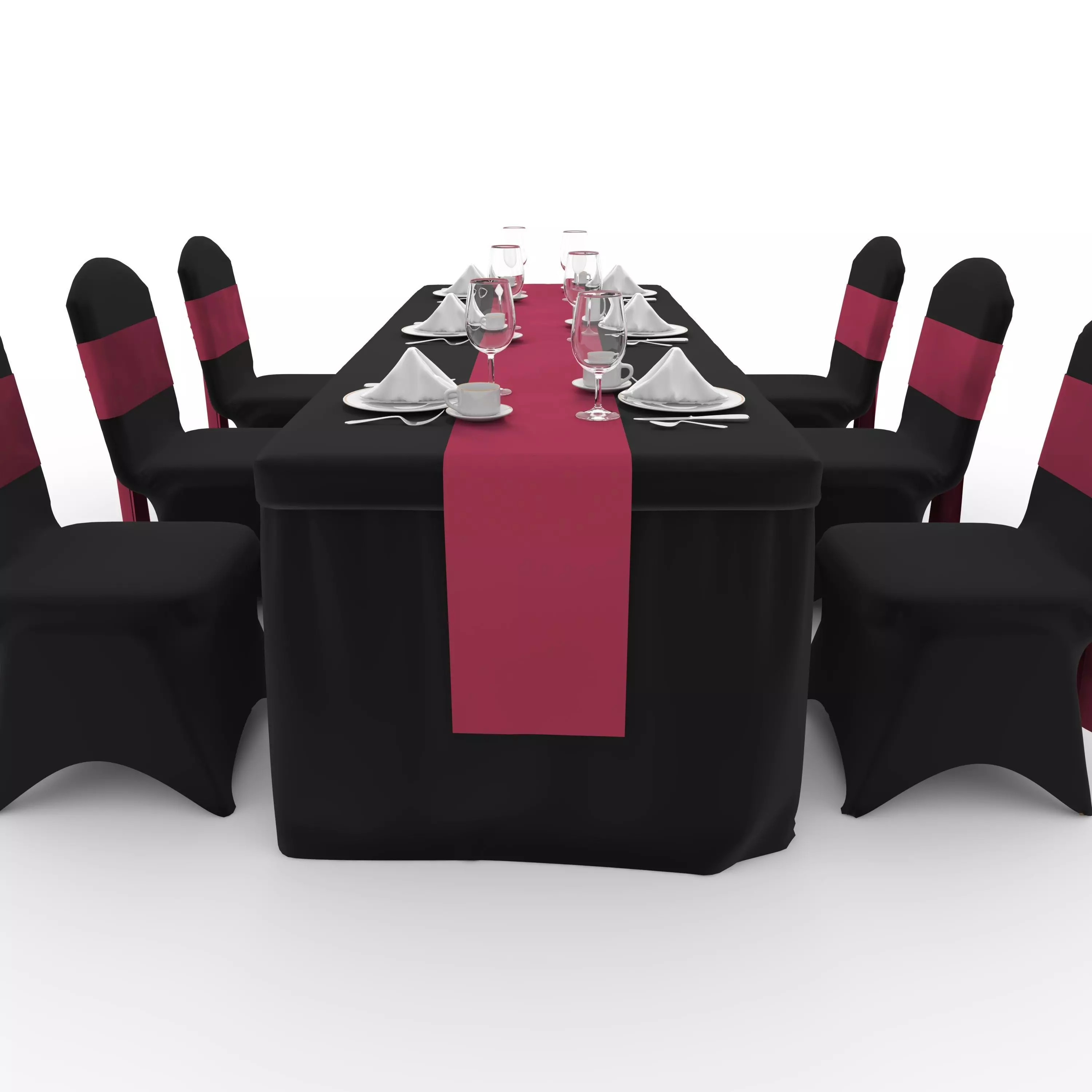 Banquet Table and Chair 134 3D model_7