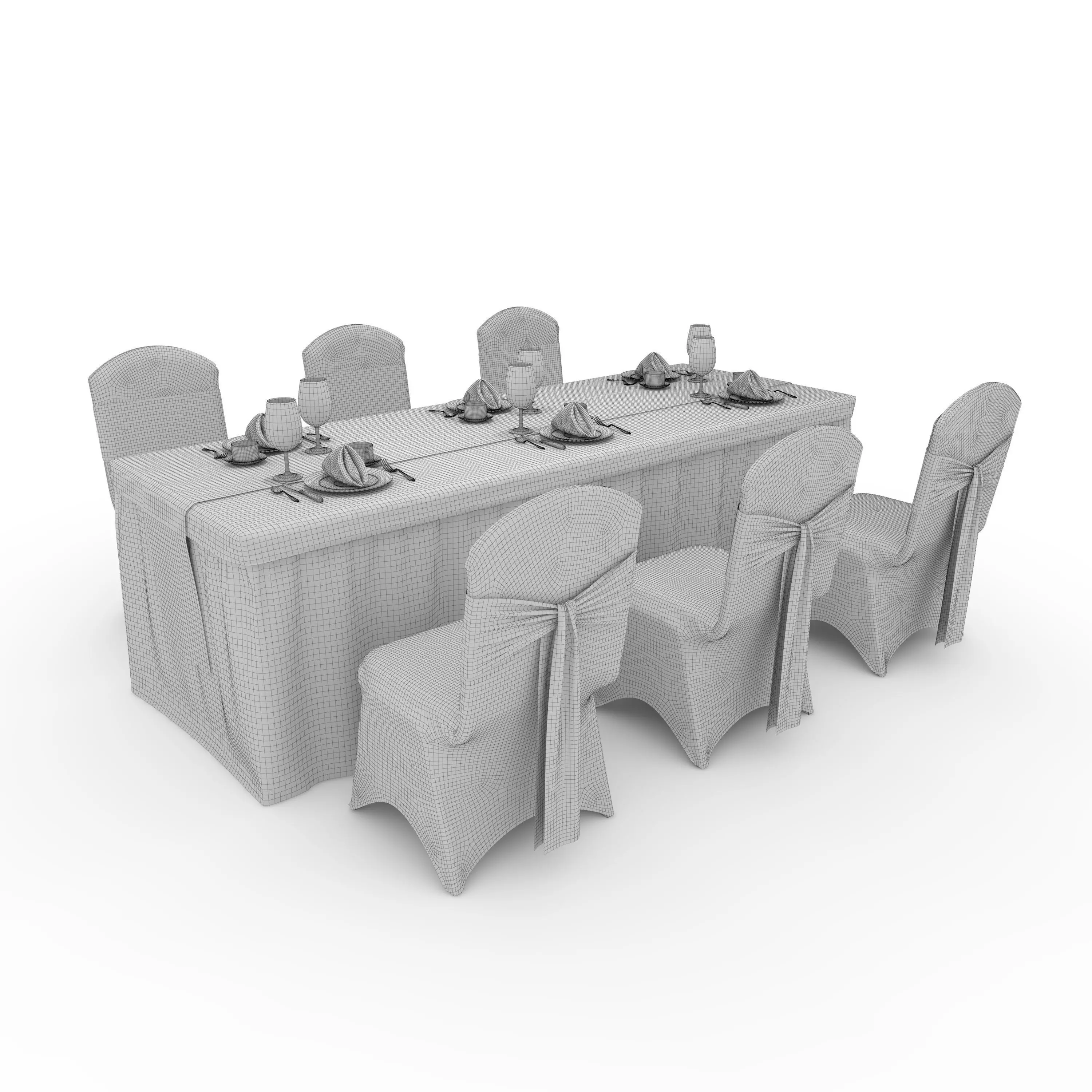 Banquet Table and Chair 134 3D model_1