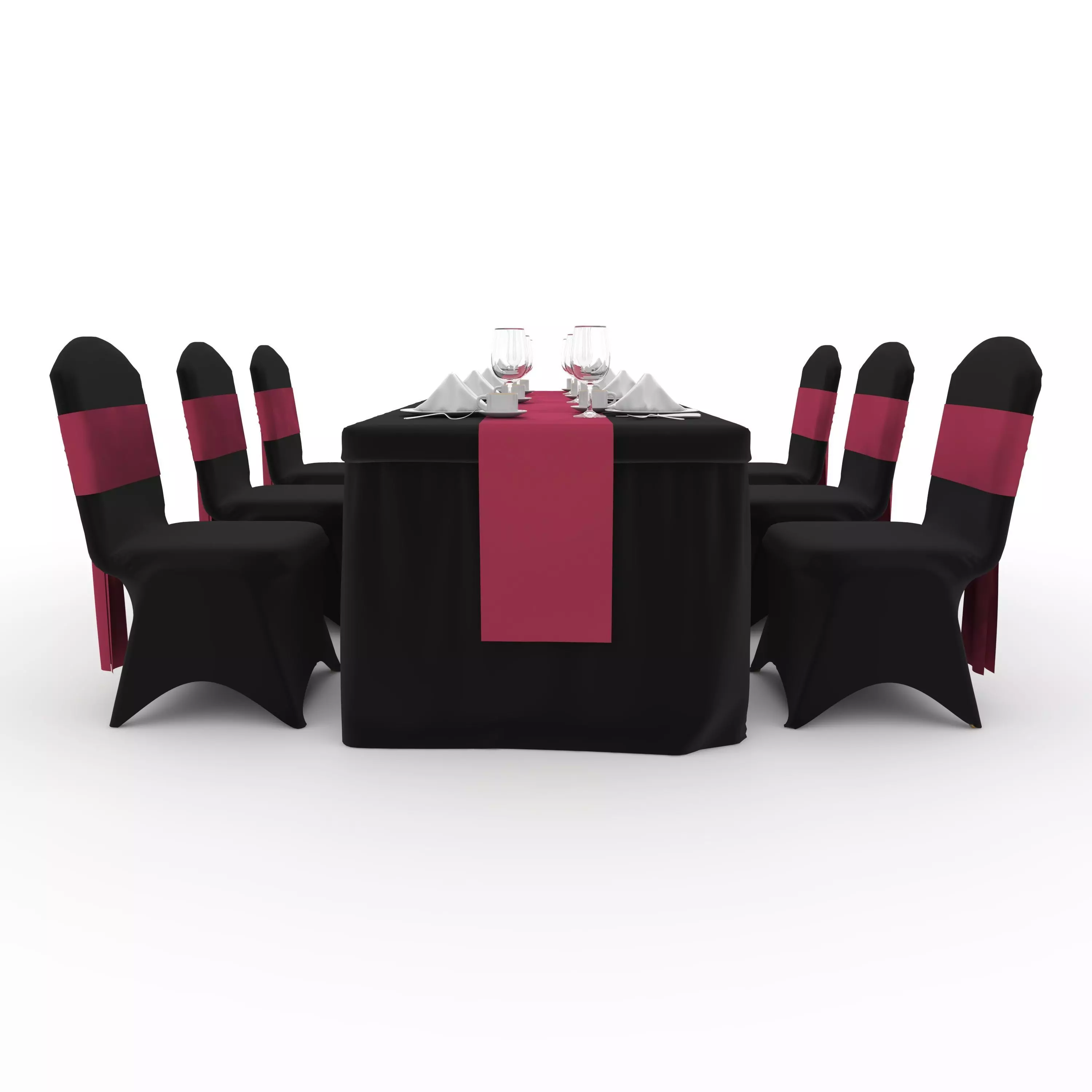 Banquet Table and Chair 134 3D model_6