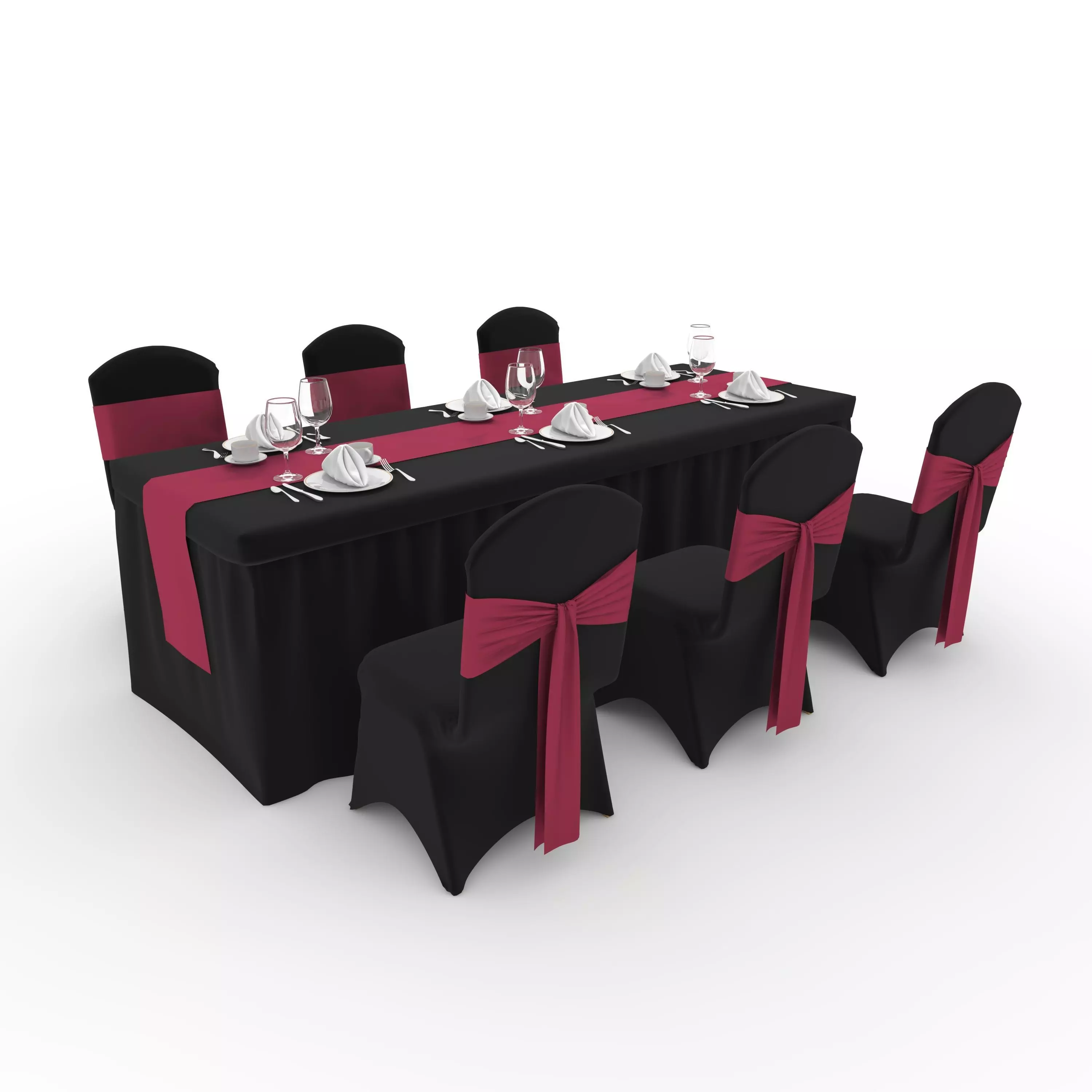 Banquet Table and Chair 134 3D model_0