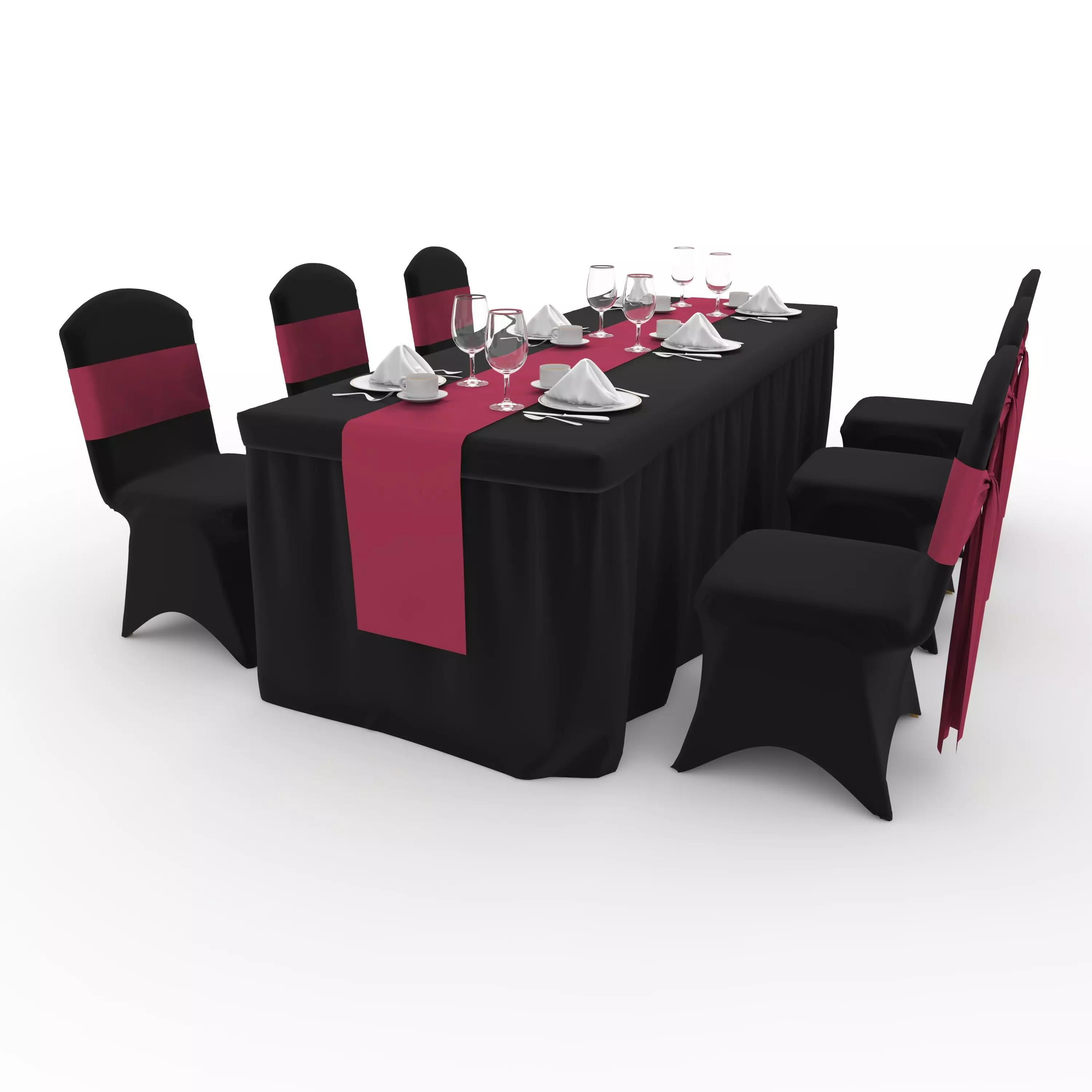 Banquet Table and Chair 134 3D model_8