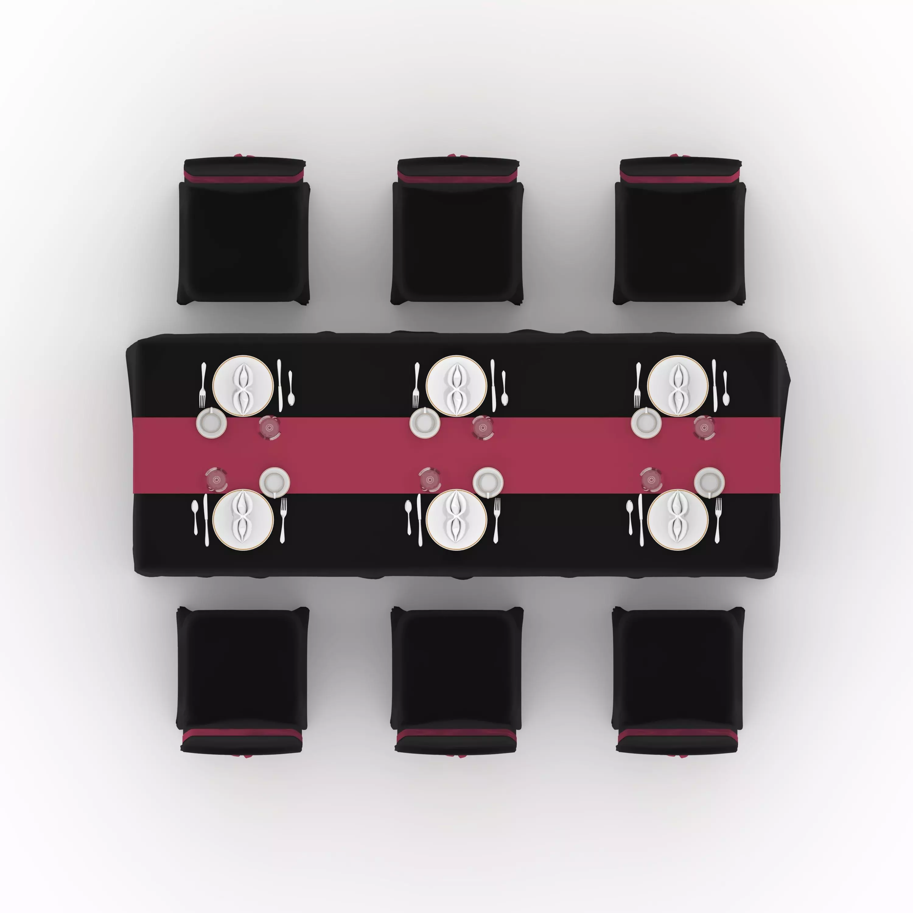 Banquet Table and Chair 134 3D model_10