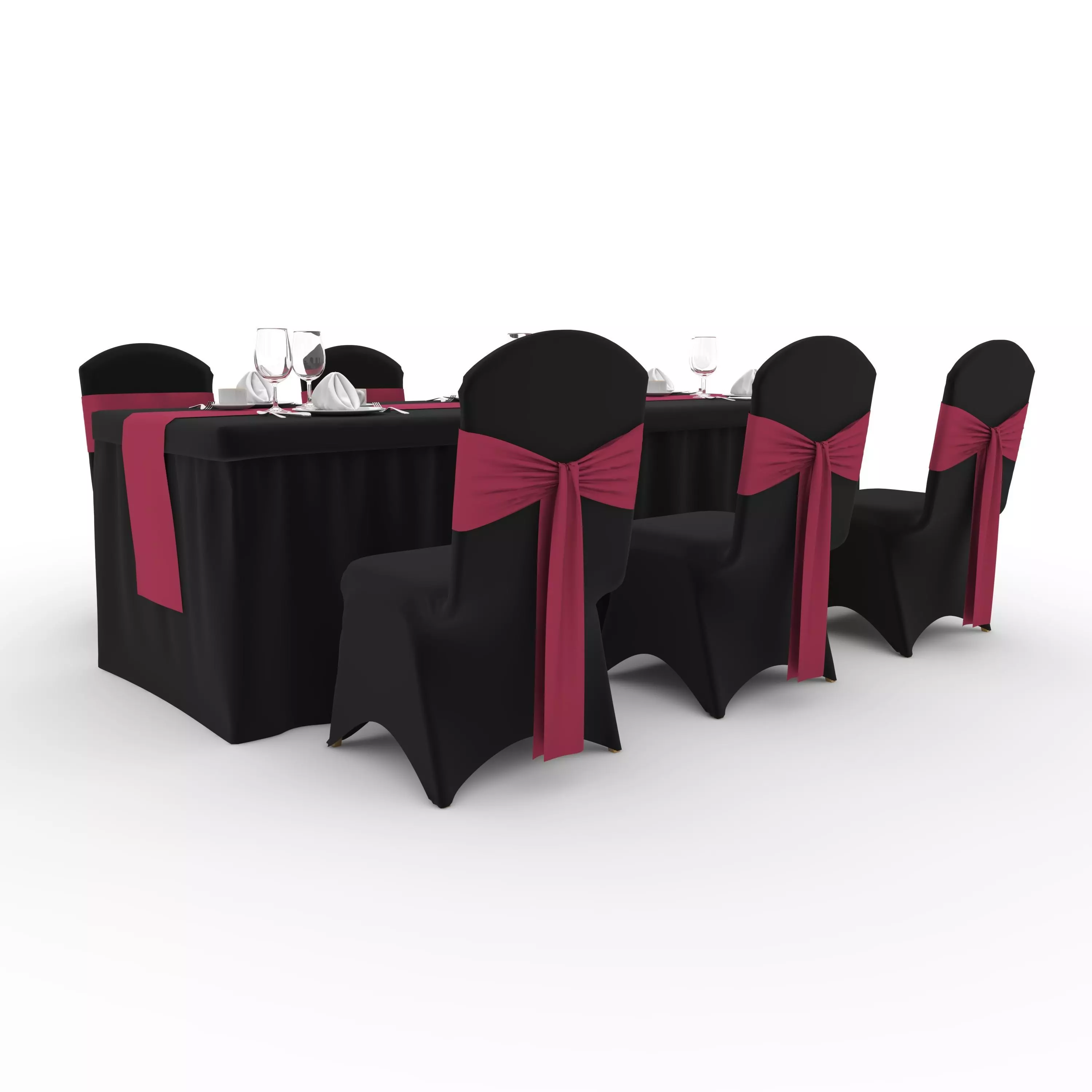 Banquet Table and Chair 134 3D model_4