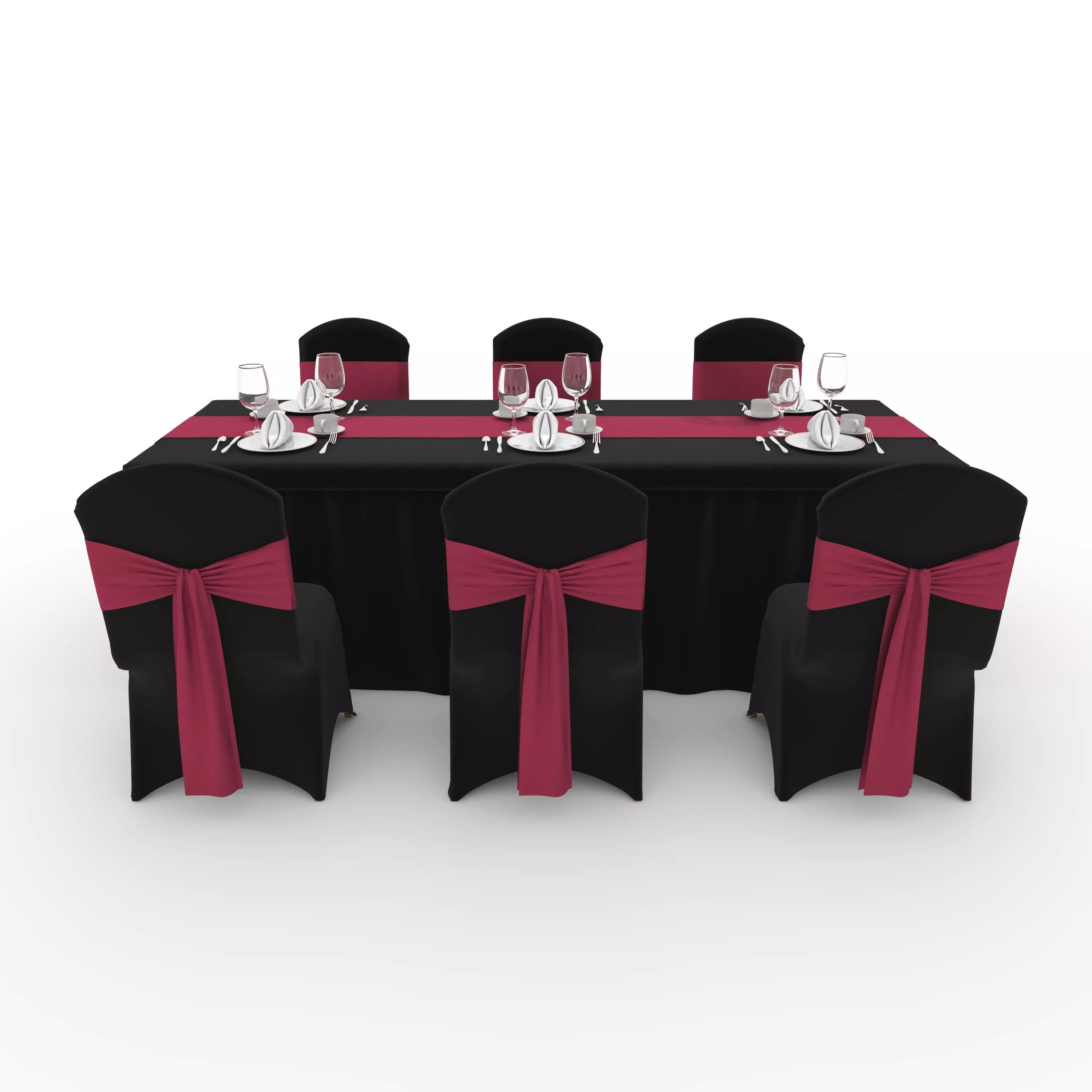 Banquet Table and Chair 134 3D model_2