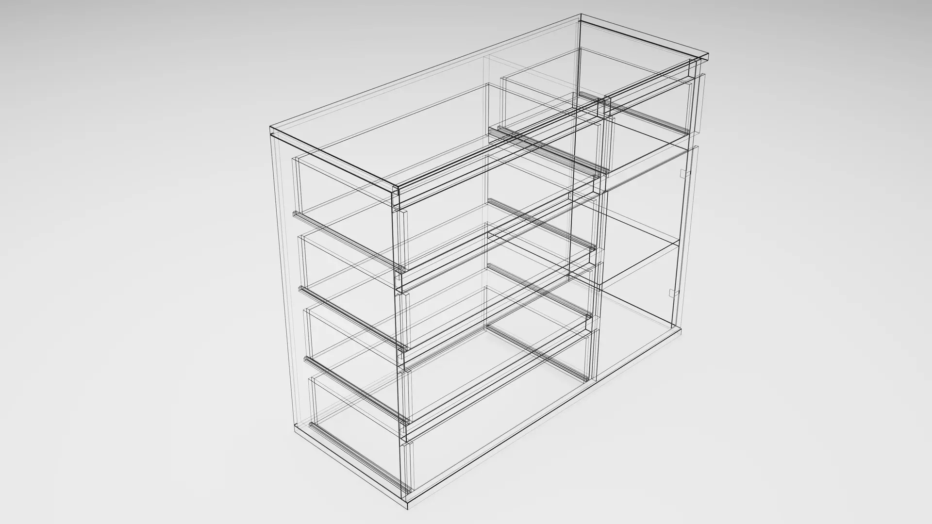 Dresser - Variant 1 of 25 - Black Matte Low-poly 3D model_7