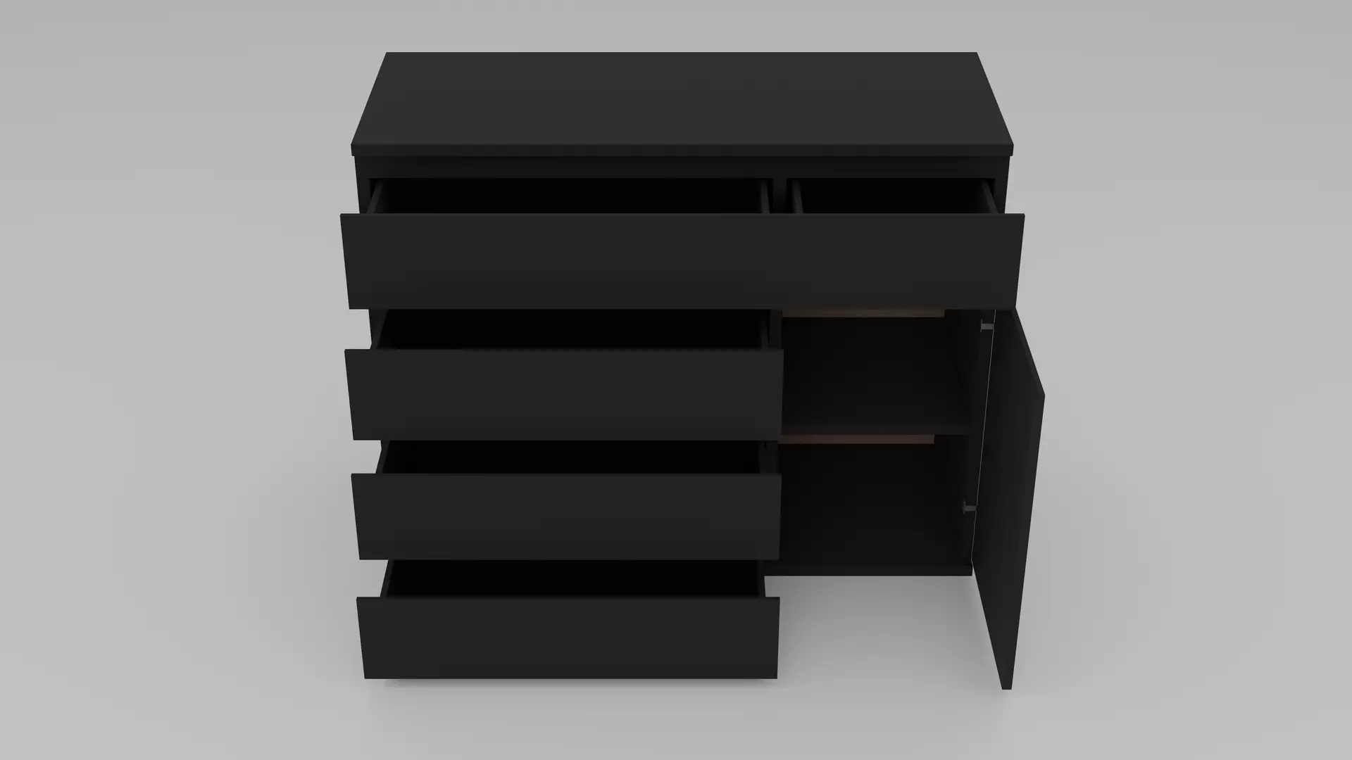 Dresser - Variant 1 of 25 - Black Matte Low-poly 3D model_6