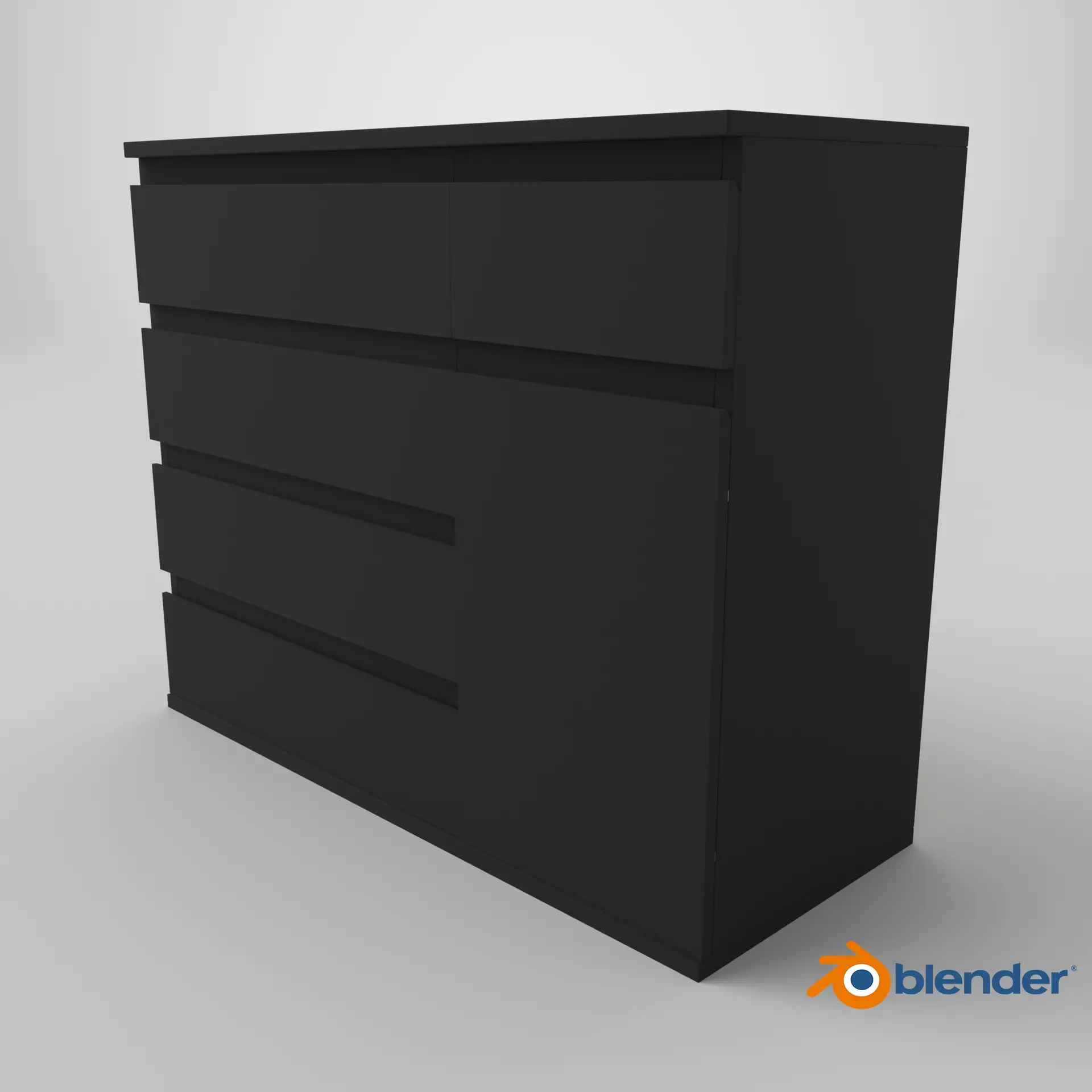 Dresser - Variant 1 of 25 - Black Matte Low-poly 3D model_8