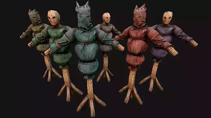 Medieval Wooden Punching Training Dummy Mannequin Low-poly 3D model