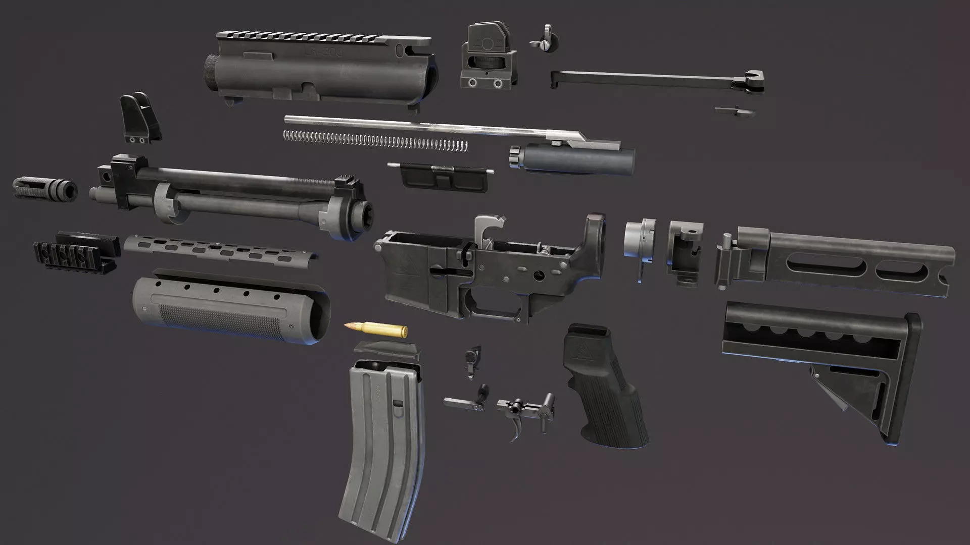 LR300 Assault Rifle Low-poly 3D model_9