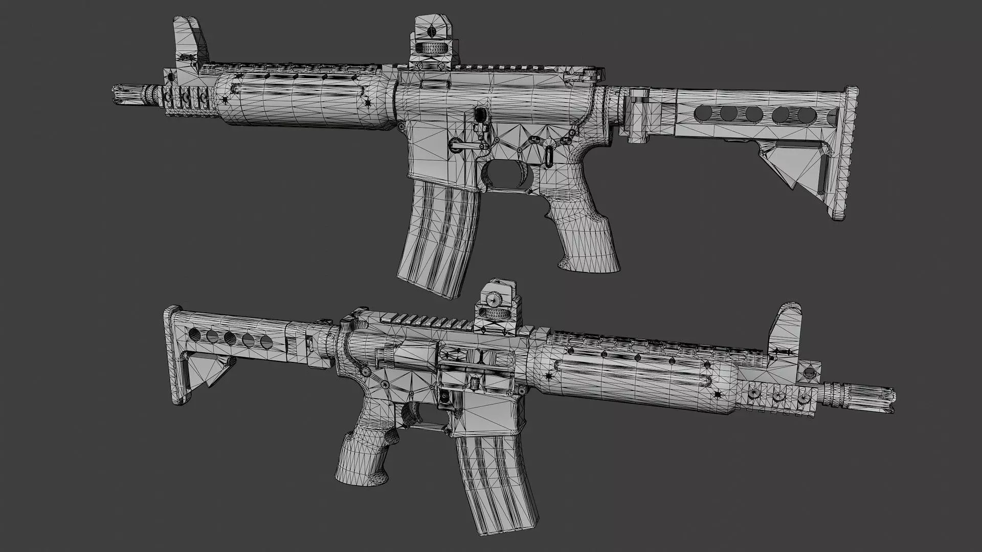 LR300 Assault Rifle Low-poly 3D model_10