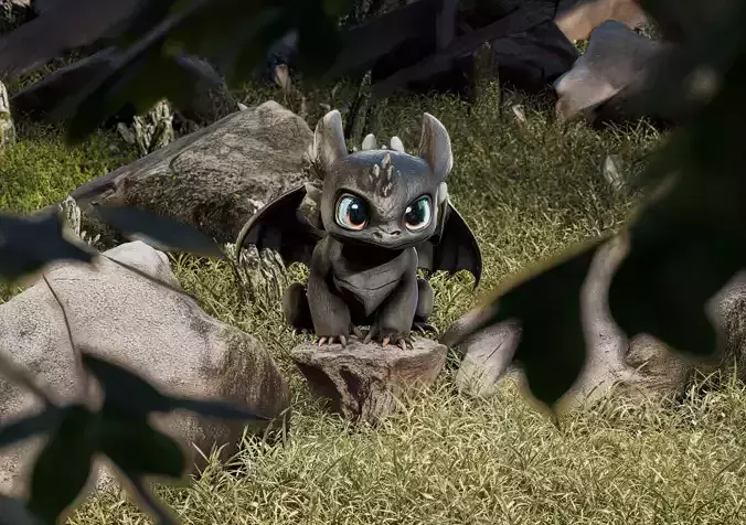 Adorable Baby Dragon Stylized Creature 3D Model