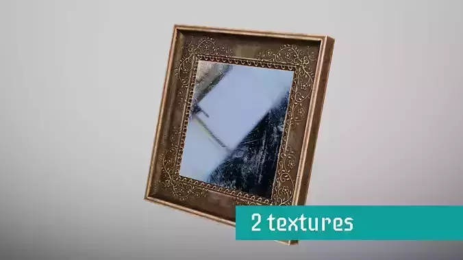 Ornate Vintage Mirror with Wooden Frame Low-poly 3D model