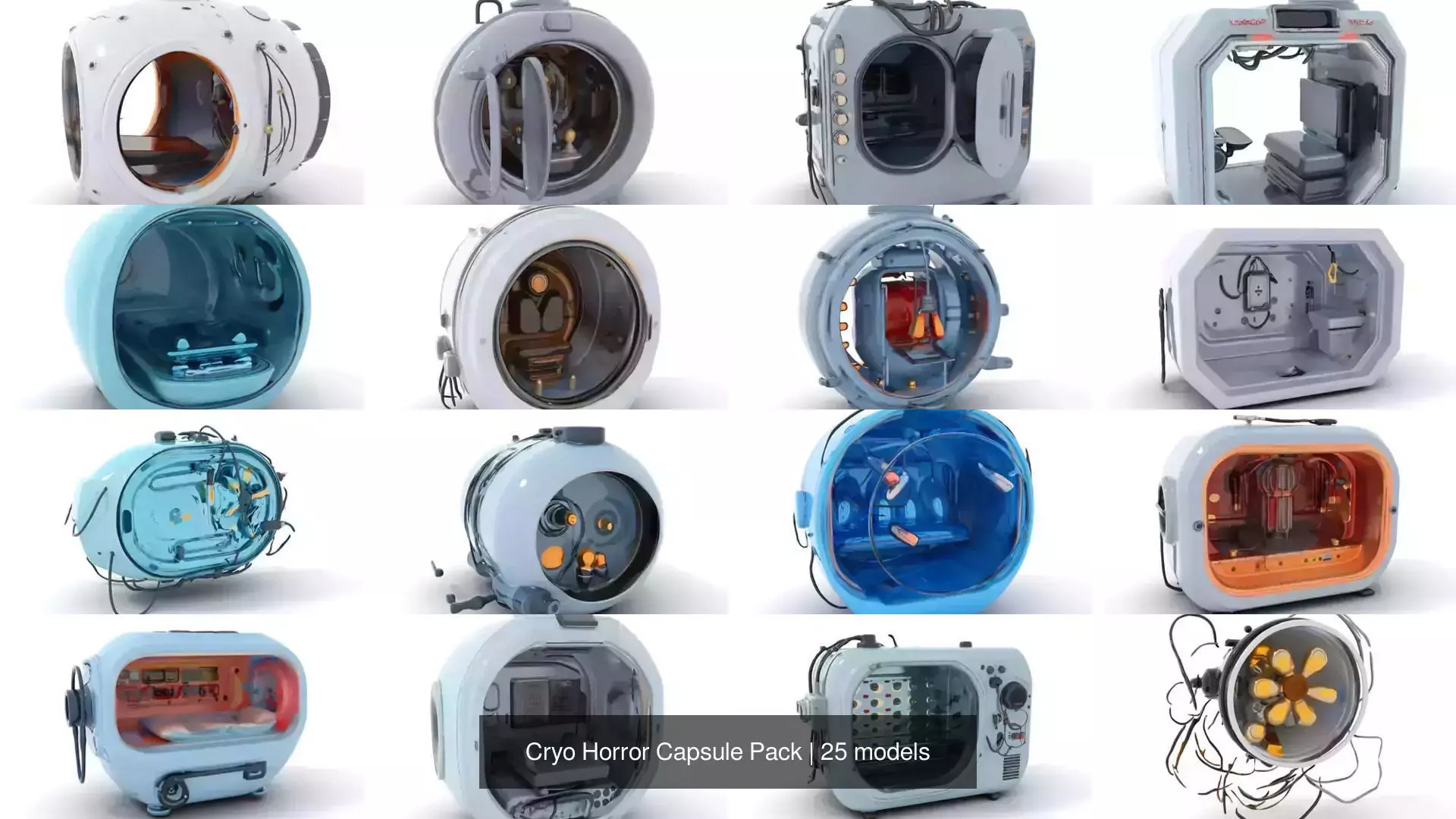 Cryo Horror Capsule Pack 3D Model Collection_0
