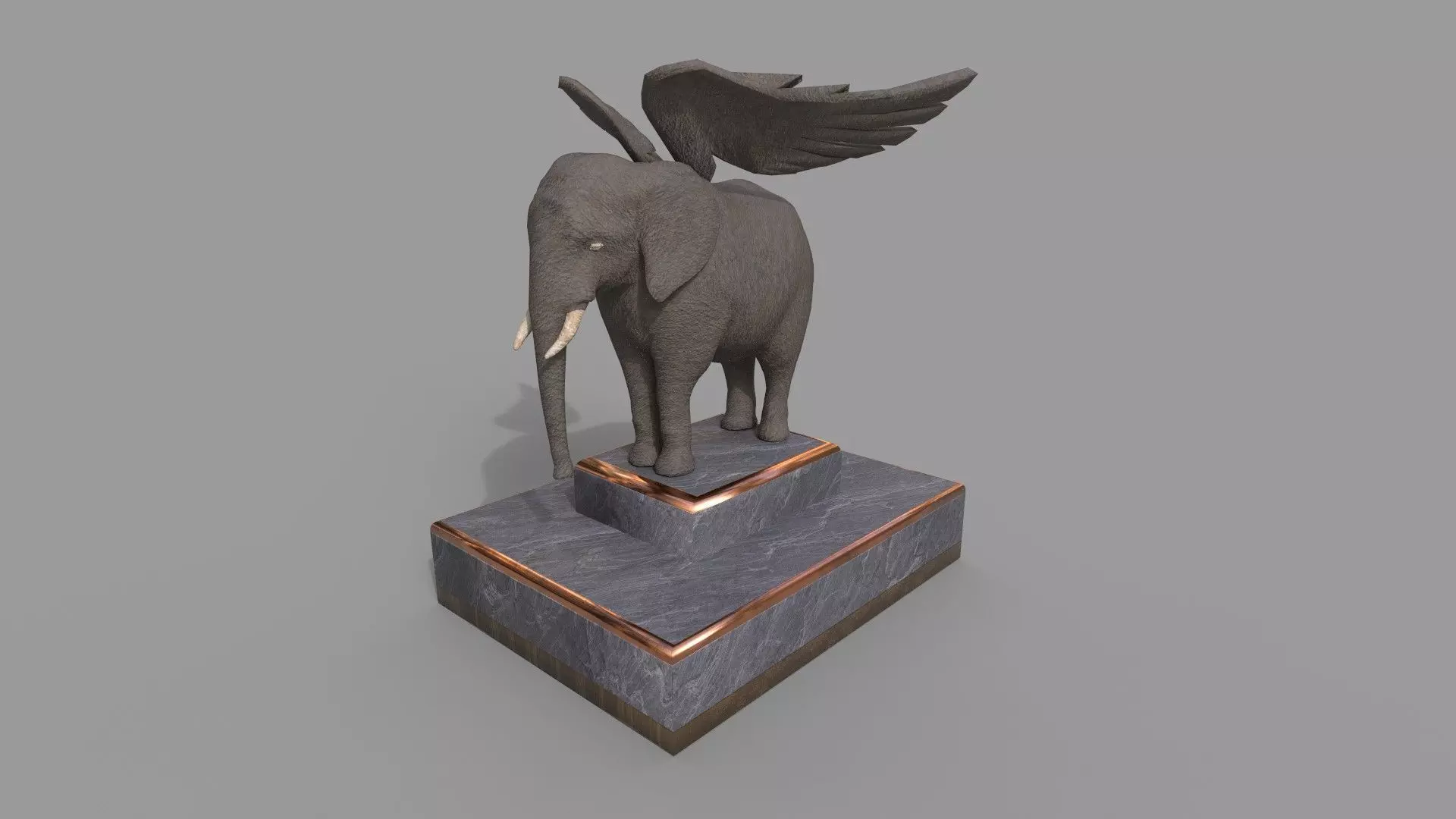 Elephant Statue Low Poly 3d Model Low-poly 3D model_1