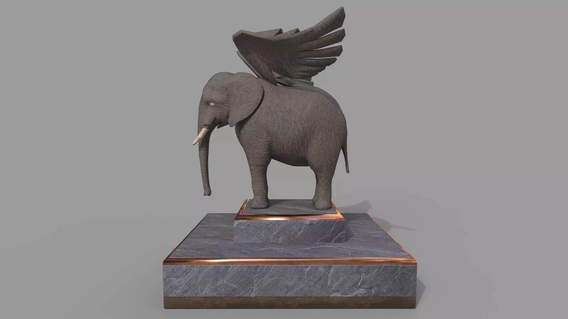 Elephant Statue Low Poly 3d Model Low-poly 3D model_2