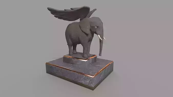 Elephant Statue Low Poly 3d Model