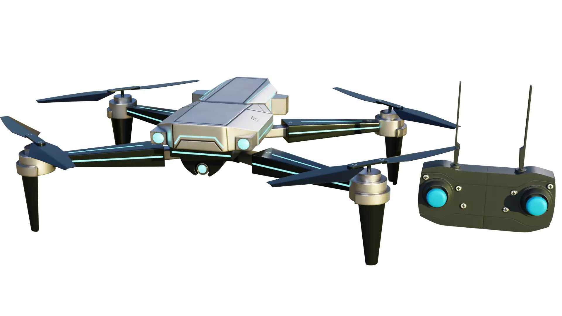 Drone SciFi with RemoteControl Low-poly 3D model