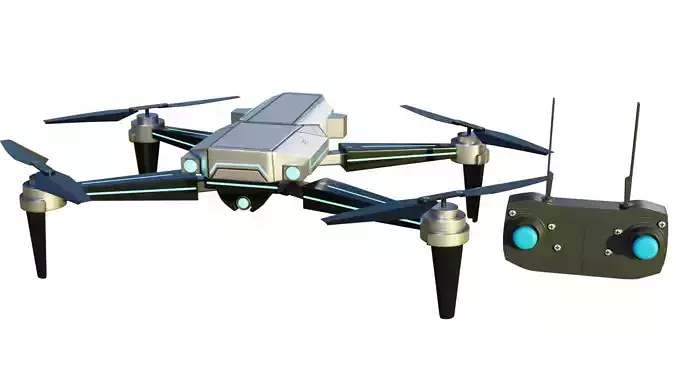 Drone SciFi with RemoteControl Low-poly 3D model