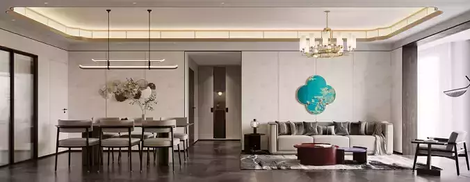 chinese living room dining room interior scenes 17