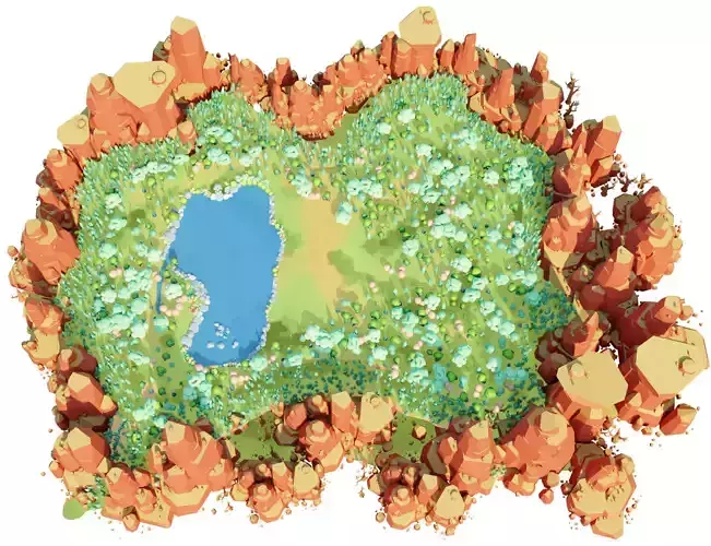 Lake Low-Poly 3D Environment  Low-poly 3D model
