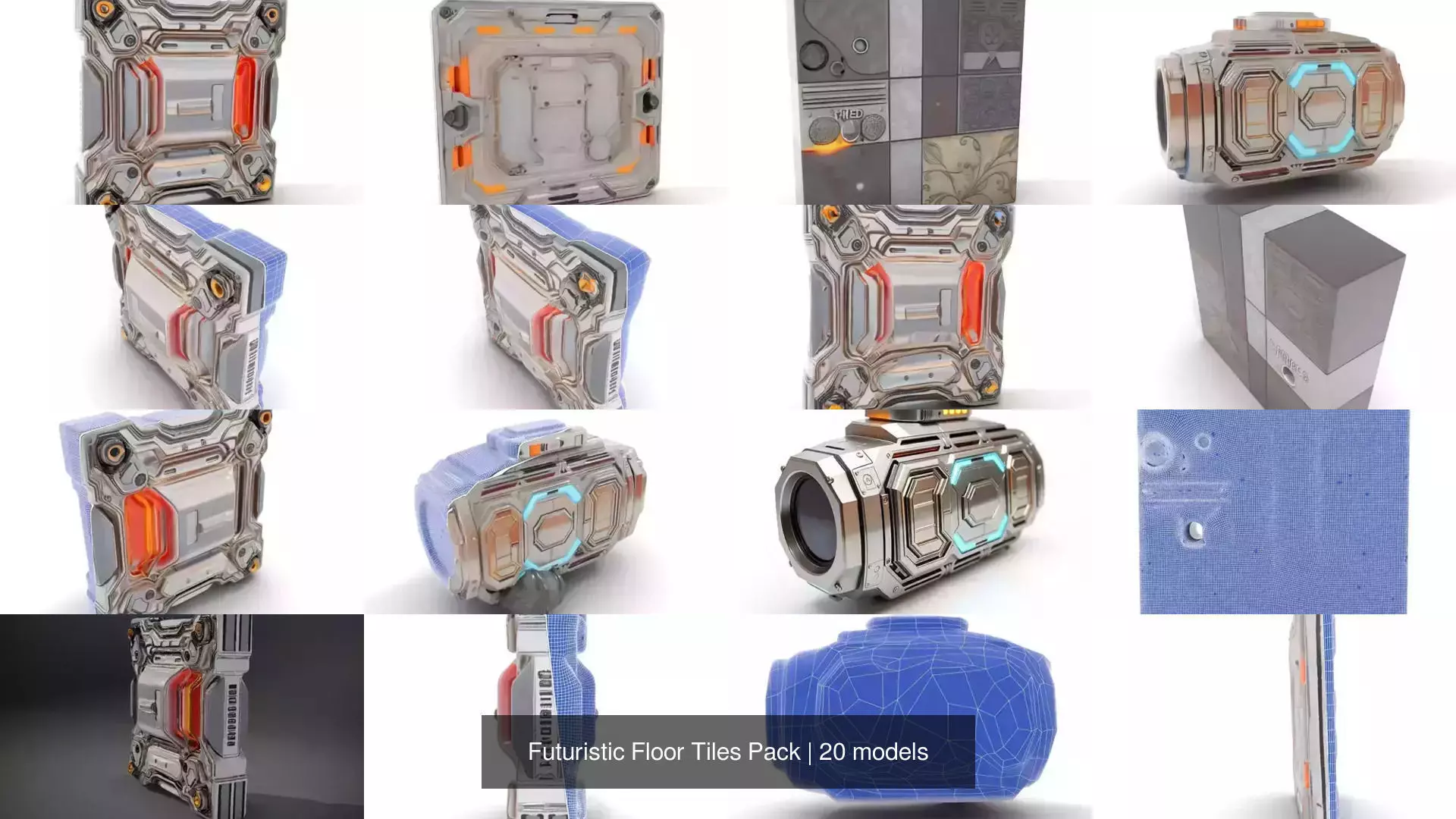 Futuristic Floor Tiles Pack 3D Model Collection_26