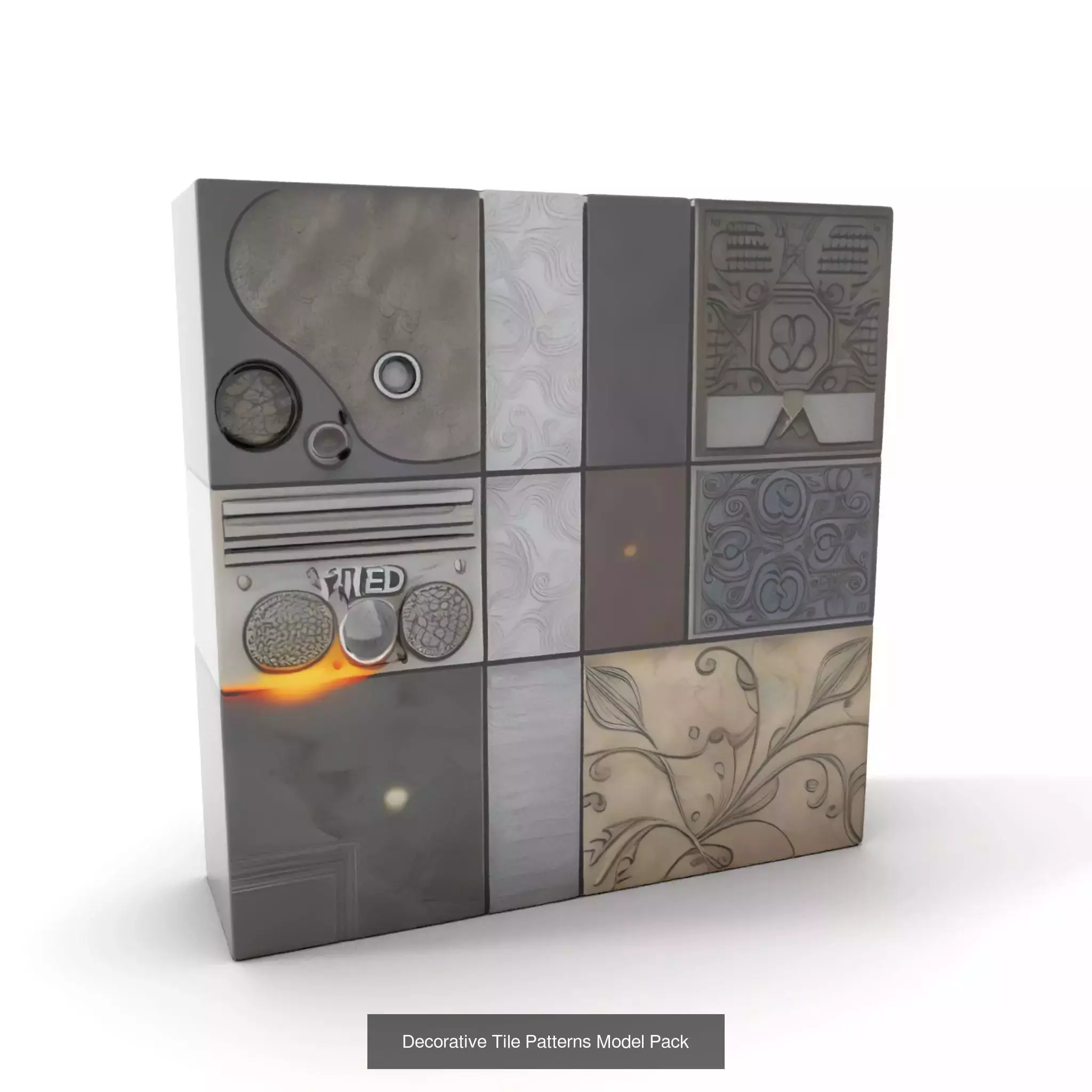 Futuristic Floor Tiles Pack 3D Model Collection_45