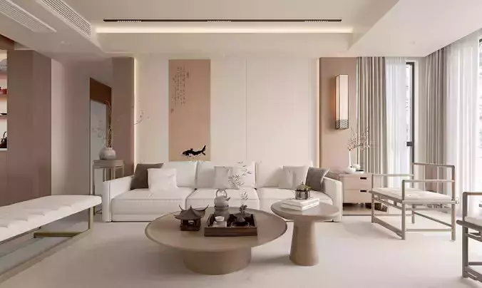 japanese living room dining room interior scenes 23 3D model