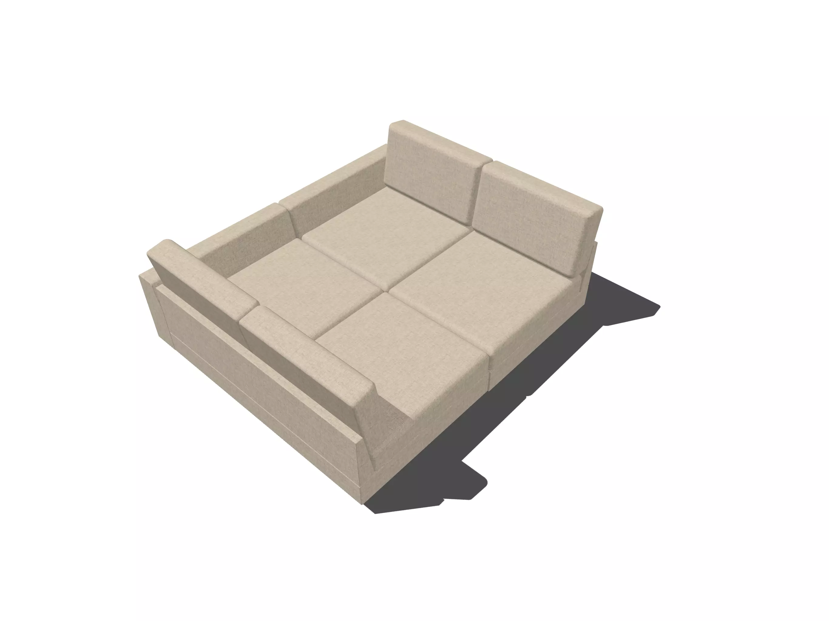 Modern 4 Seat Fabric Sofa High Quality 3D Model Free low-poly 3D model_6