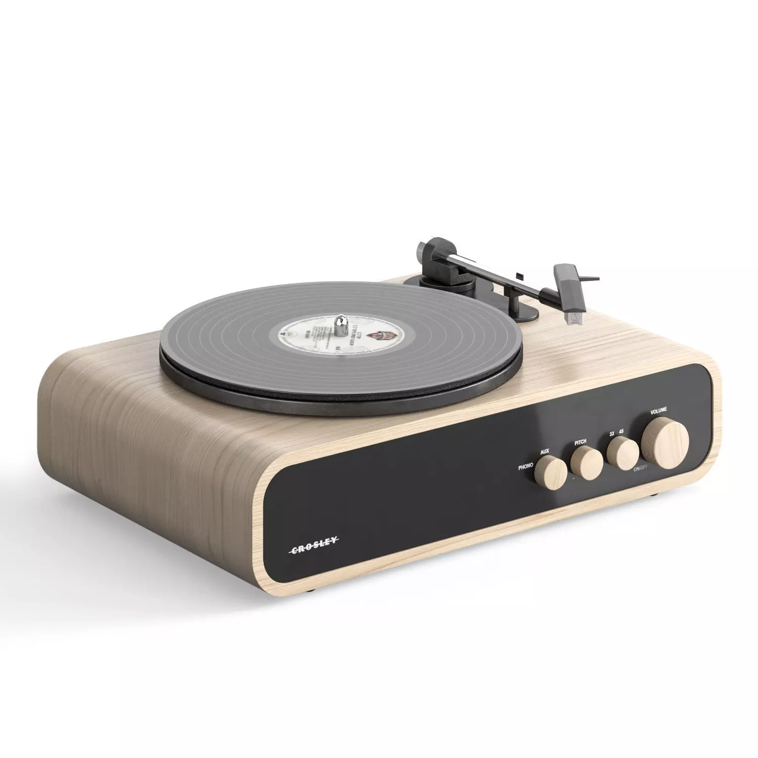 Crosley GIG Vinyl Turntable with speakers and Records 3D model_2