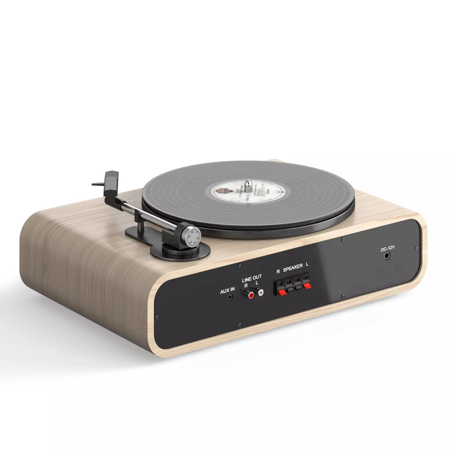 Crosley GIG Vinyl Turntable with speakers and Records 3D model_3