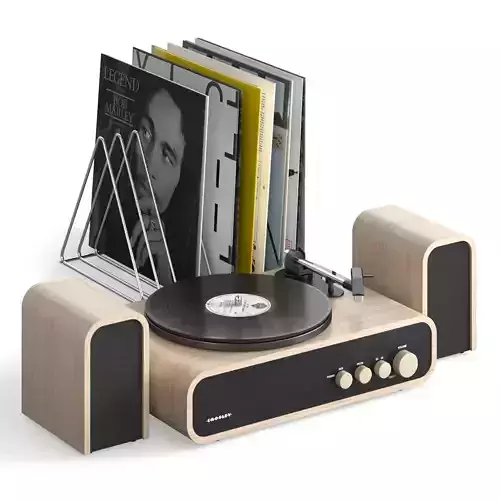Crosley GIG Vinyl Turntable with speakers and Records