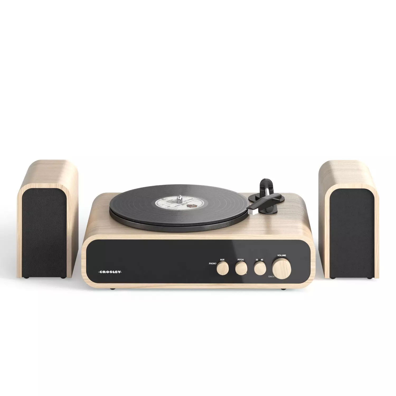 Crosley GIG Vinyl Turntable with speakers and Records 3D model_1