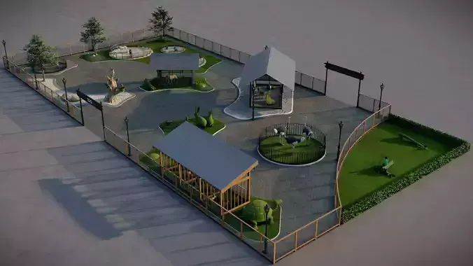 Petting Zoo 3D Model SketchUp Lumion Full Package 