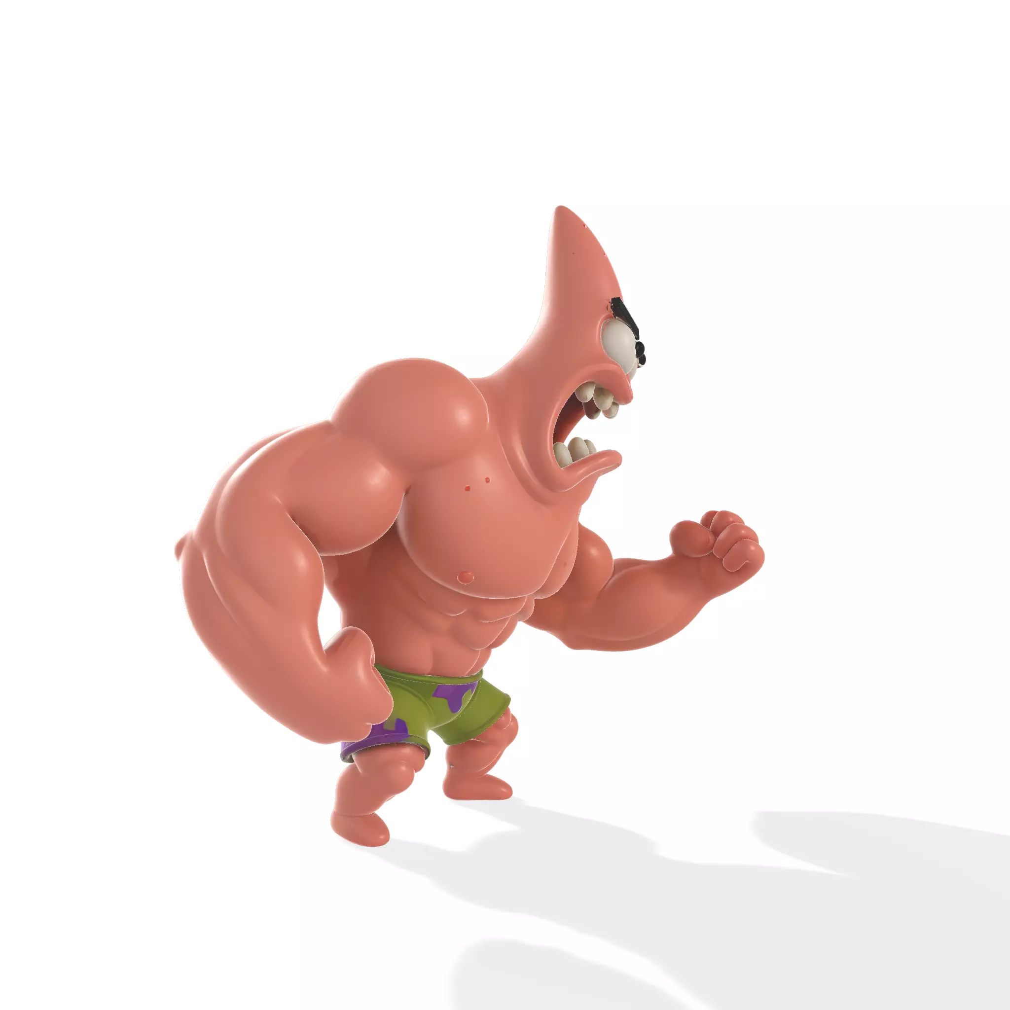 Angry Muscle Patrick Star Strong Funny Character 3D print model_3