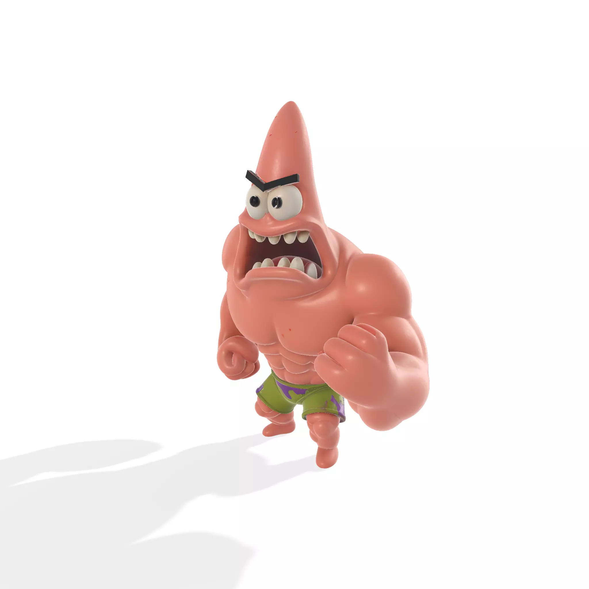 Angry Muscle Patrick Star Strong Funny Character 3D print model_1