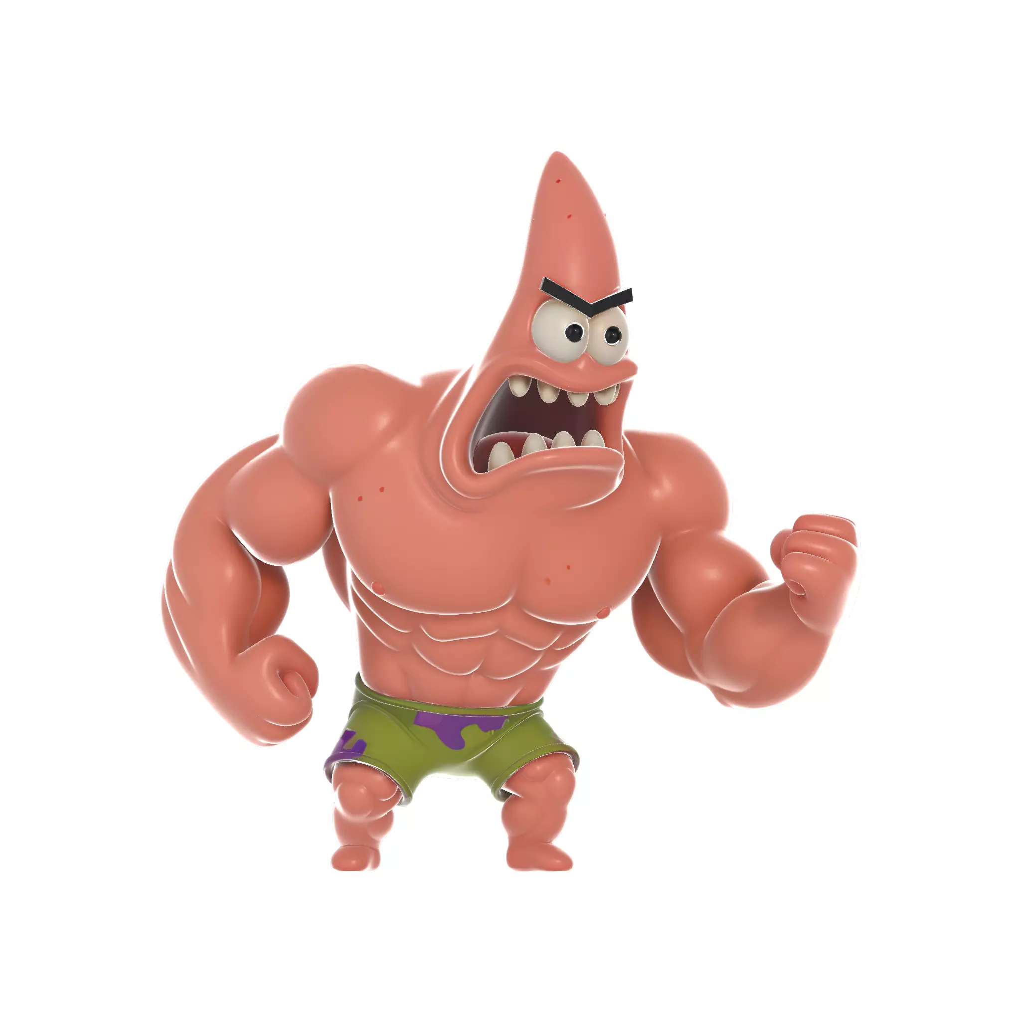 Angry Muscle Patrick Star Strong Funny Character 3D print model_0