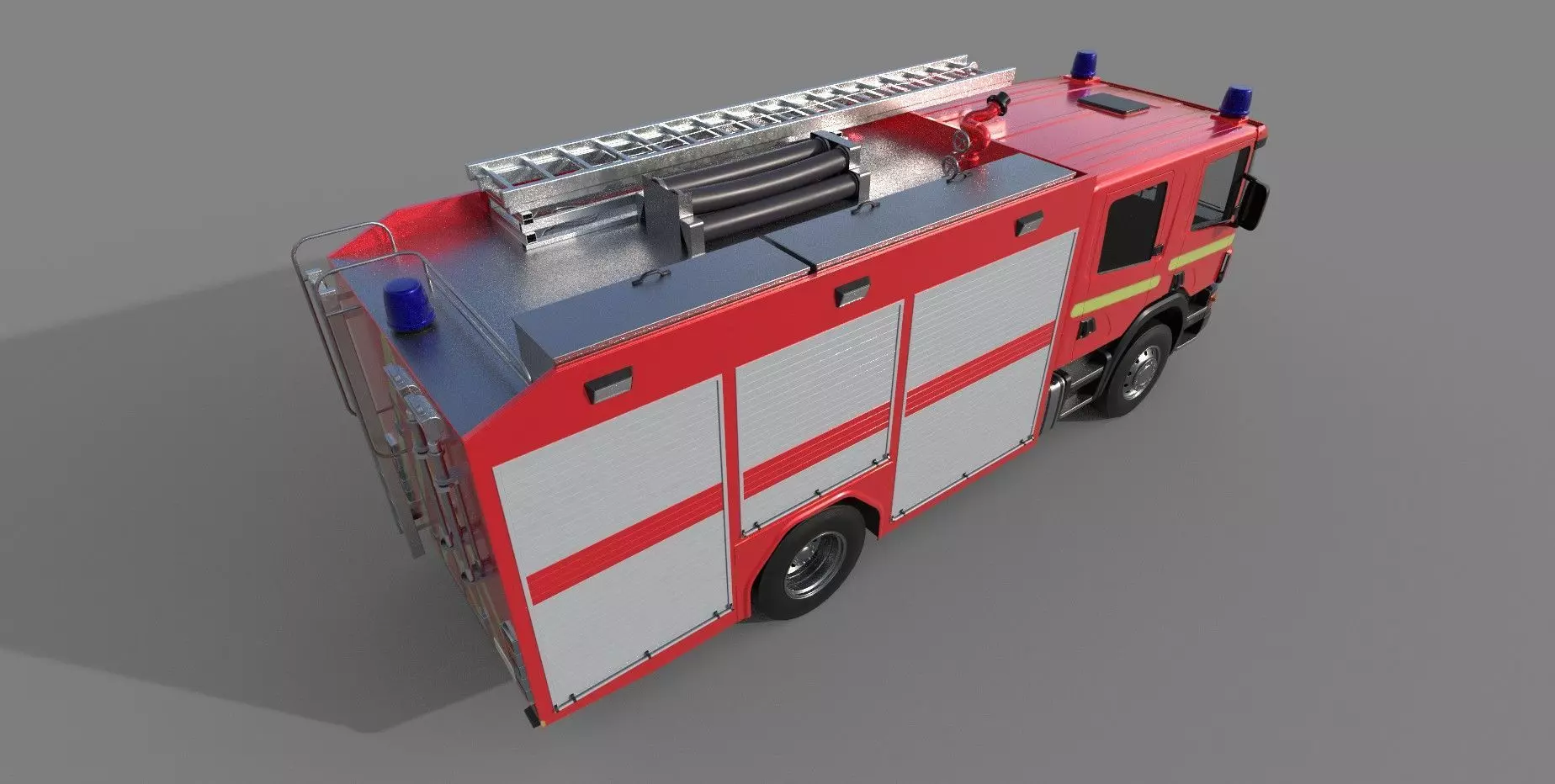 Fire Vehicle Low-poly 3D model_5