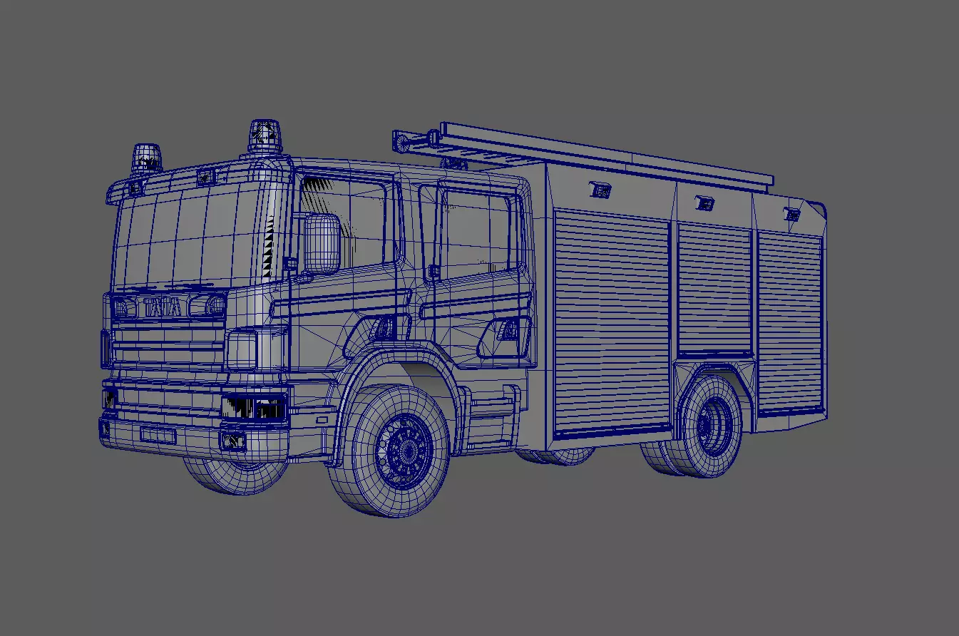 Fire Vehicle Low-poly 3D model_6