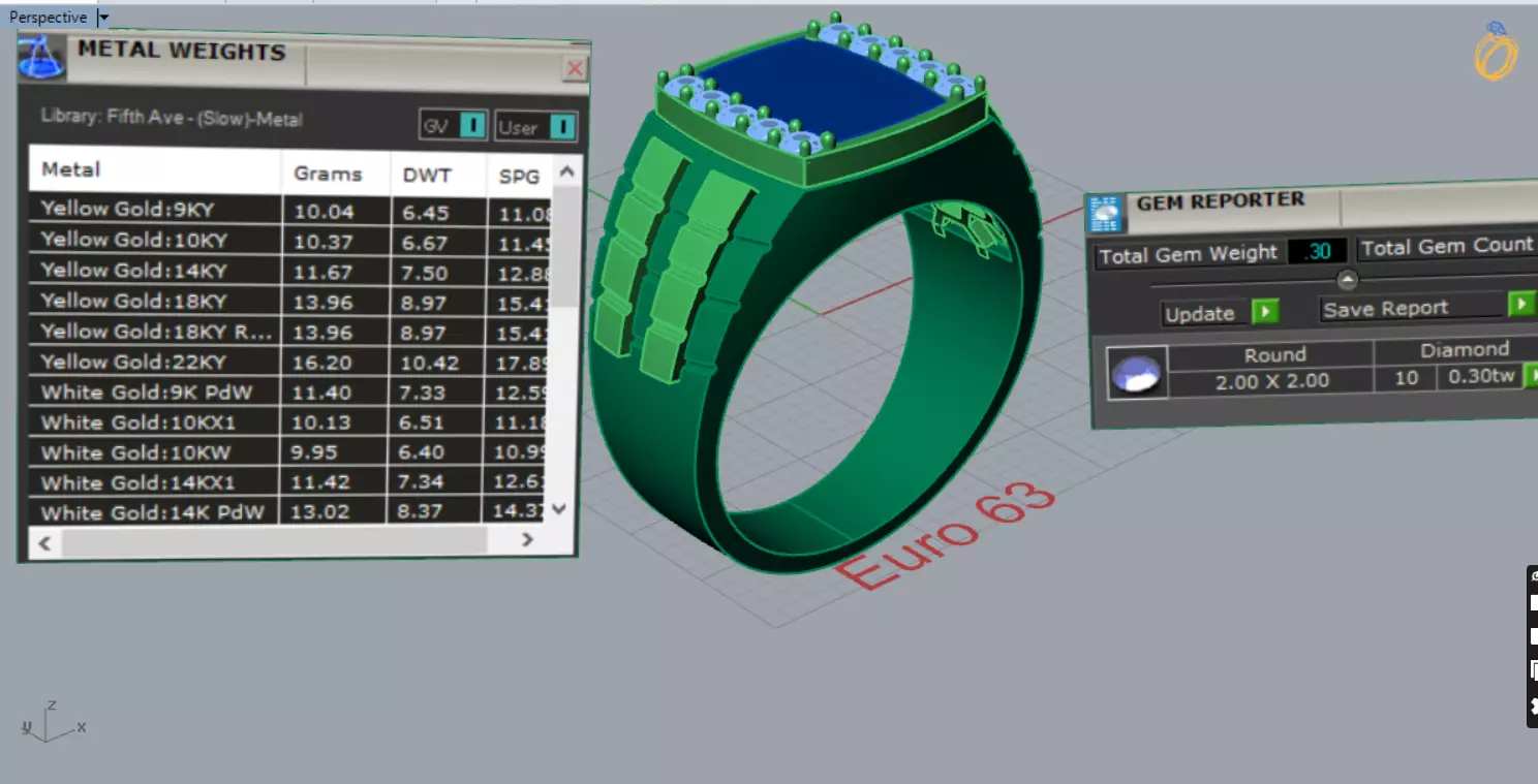 Two-tone man ring with turquoise and diamond model mr0241 3D print model_9