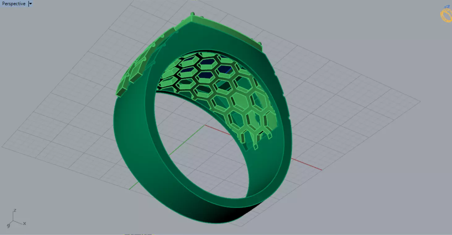 Two-tone man ring with turquoise and diamond model mr0241 3D print model_8