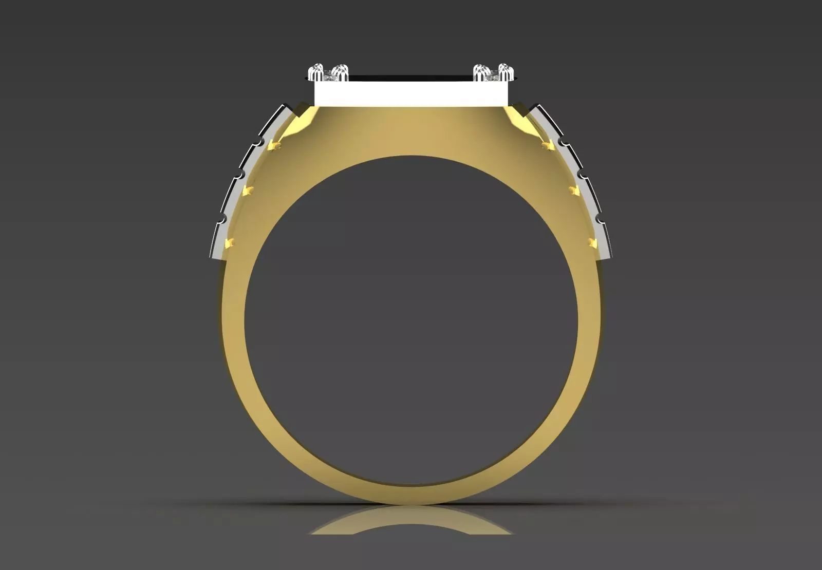 Two-tone man ring with turquoise and diamond model mr0241 3D print model_15