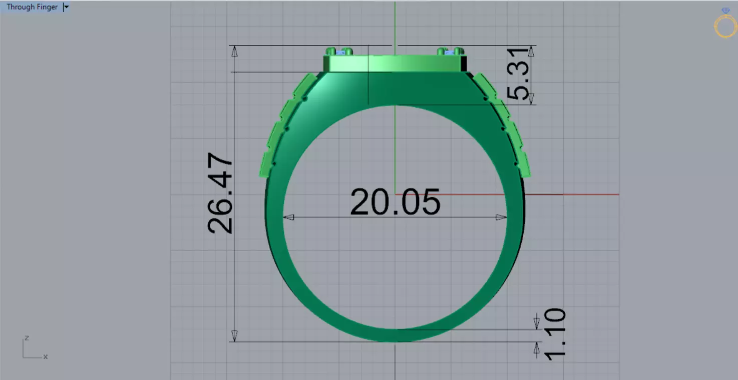 Two-tone man ring with turquoise and diamond model mr0241 3D print model_12