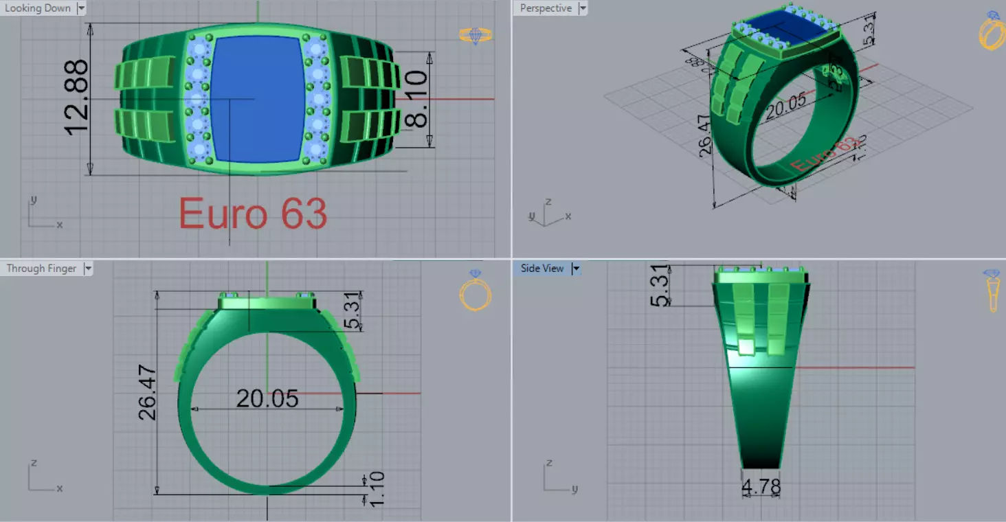 Two-tone man ring with turquoise and diamond model mr0241 3D print model_7