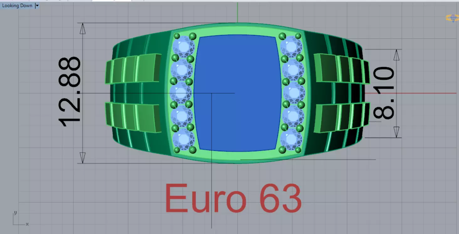 Two-tone man ring with turquoise and diamond model mr0241 3D print model_11