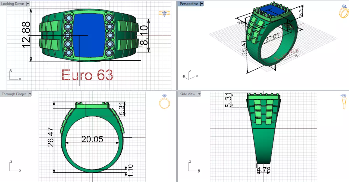 Two-tone man ring with turquoise and diamond model mr0241 3D print model_20